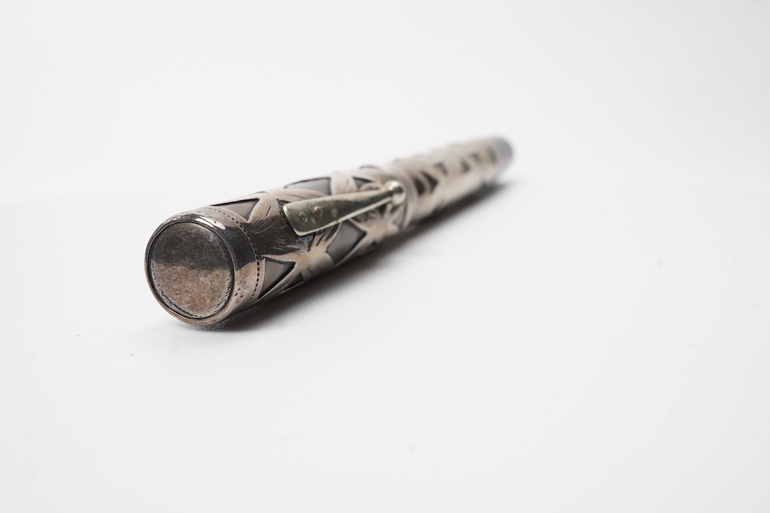 A Waterman 452 Sterling filigree fountain pen with No.2 14ct. gold nib